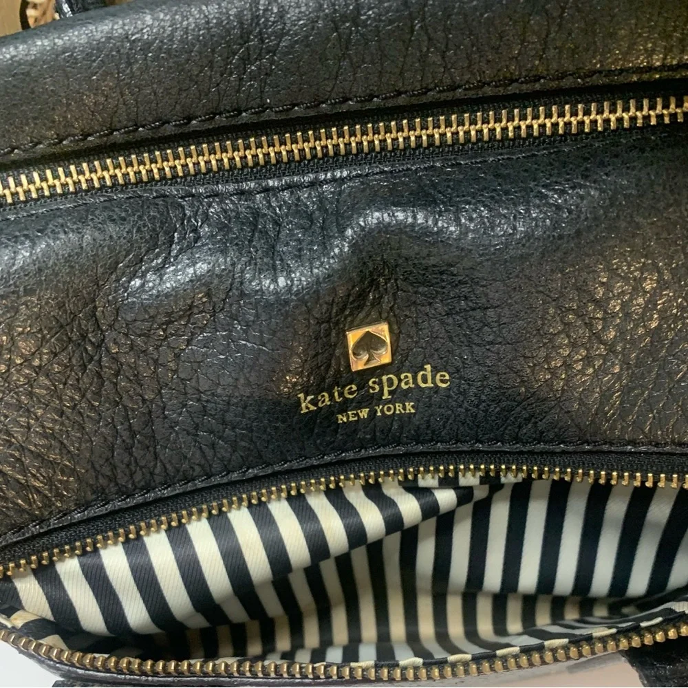 Authentic Kate Spade Black Pebbled Leather Satchel With Gold Hardware - Picture 3 of 7